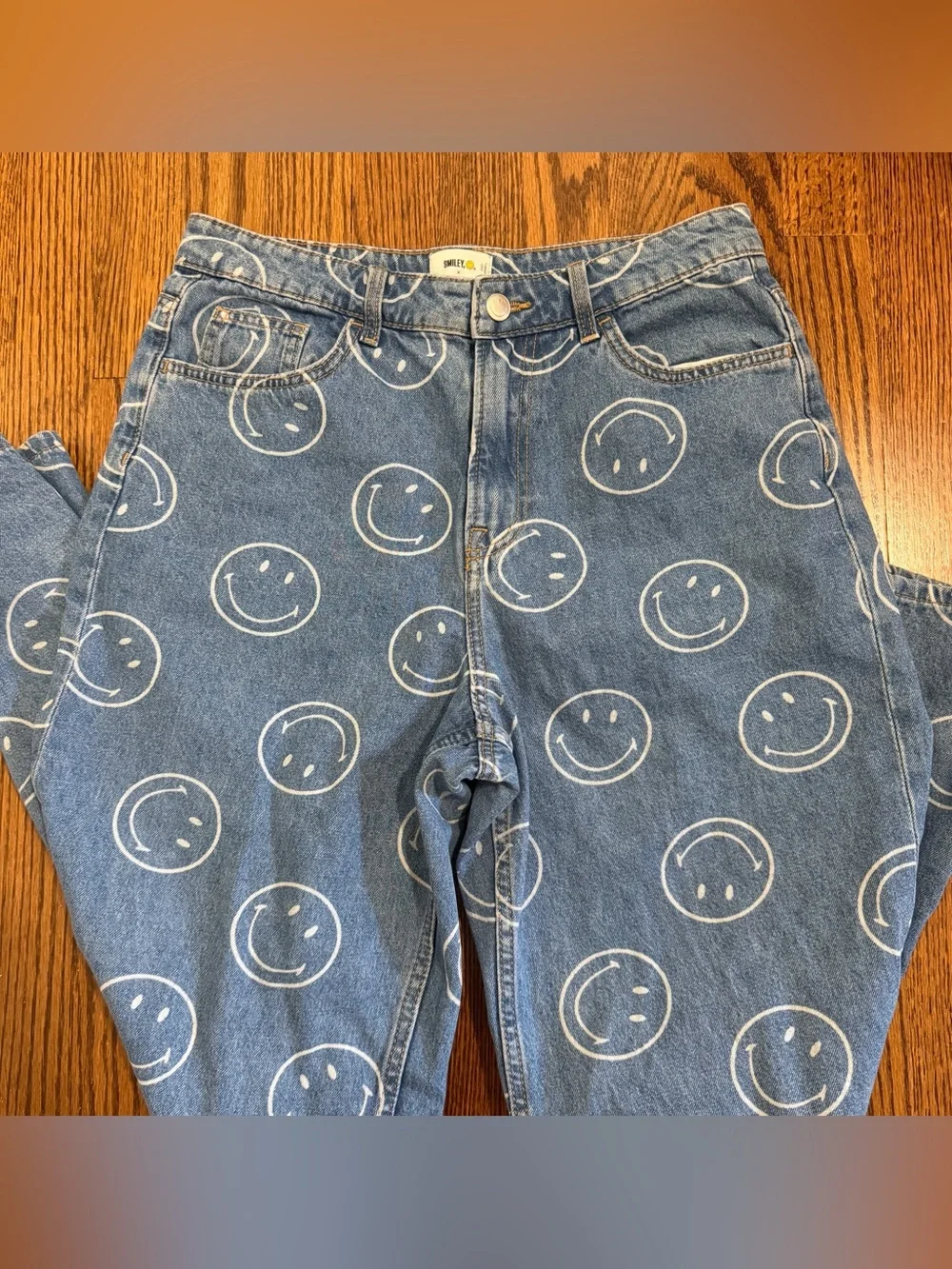 H&M Smiley Barrel Leg Blue Denim Jeans Size 6